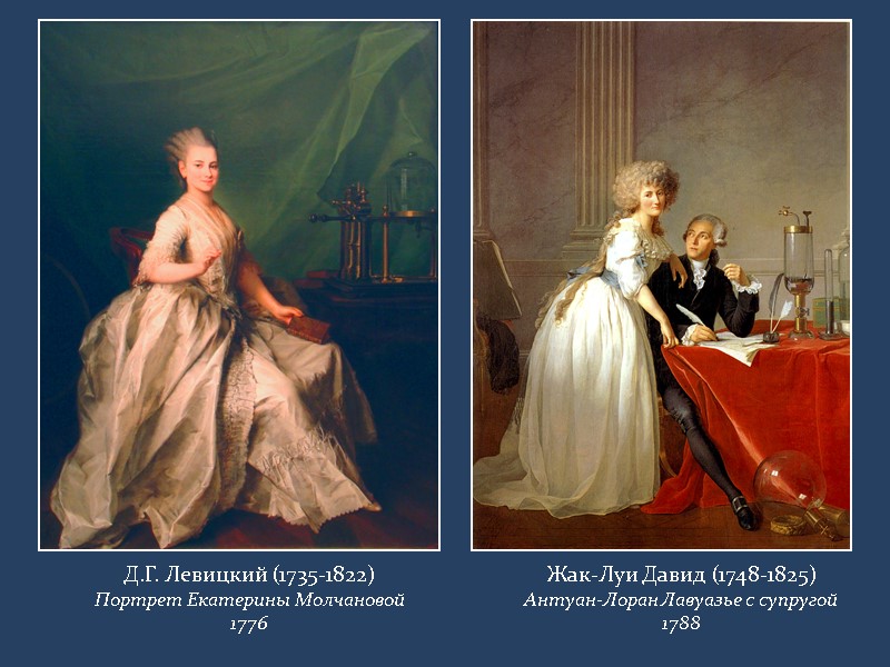 Д.Г. Левицкий (1735-1822) Портрет Екатерины Молчановой 1776 Жак-Луи Давид (1748-1825) Антуан-Лоран Лавуазье с супругой